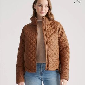 Athleta Quilted Tan Puffer Jacket
